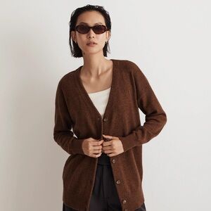 Madewell V-Neck Relaxed Cardigan in Heather Hickory